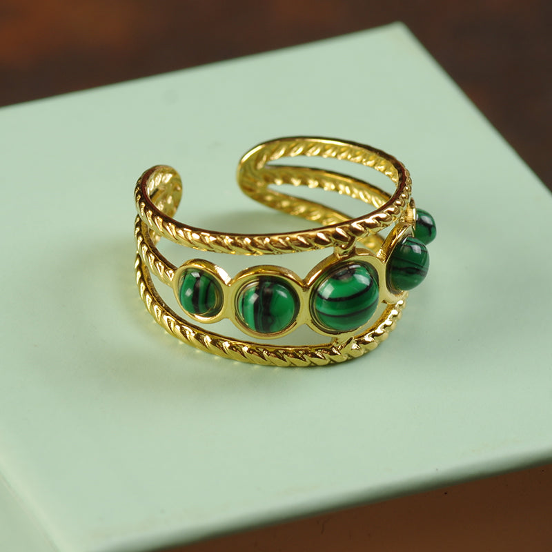 Malachite Stone Gold Ring