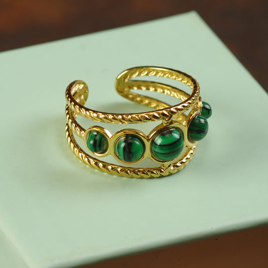 Malachite Stone Gold Ring
