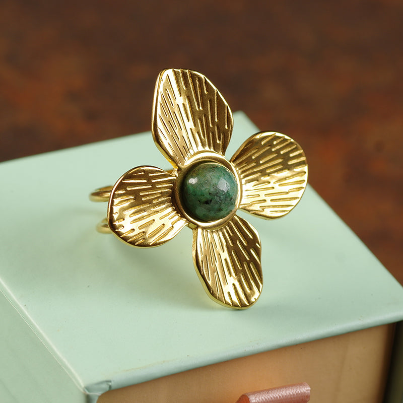 Chunky Gold Gemstone Ring