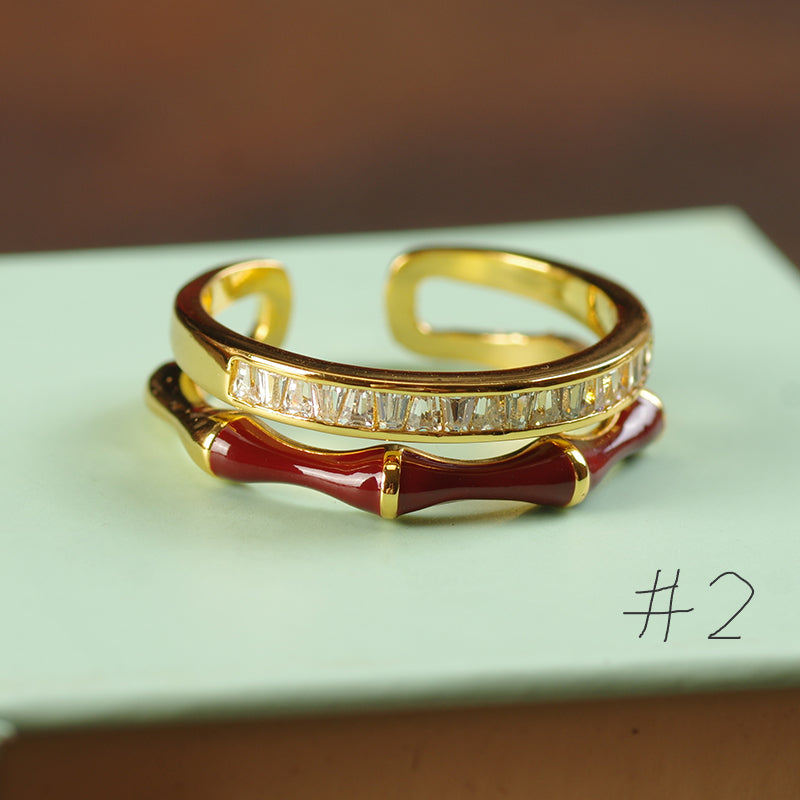 Gold and red ring with gemstones 