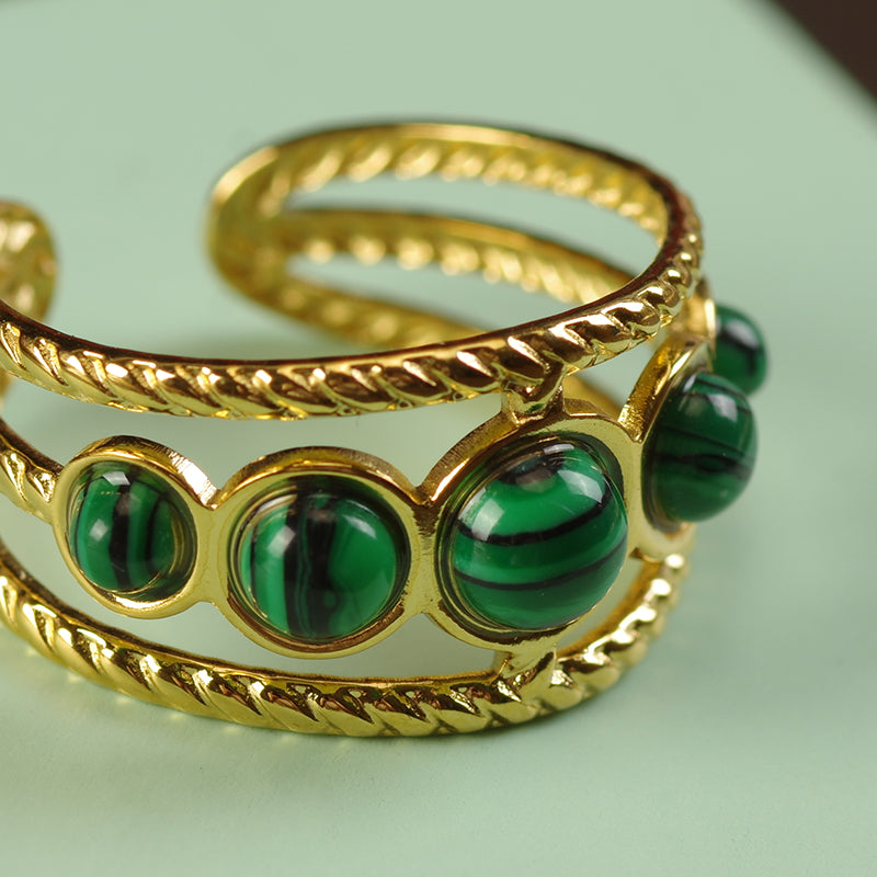 Malachite Stone Gold Ring