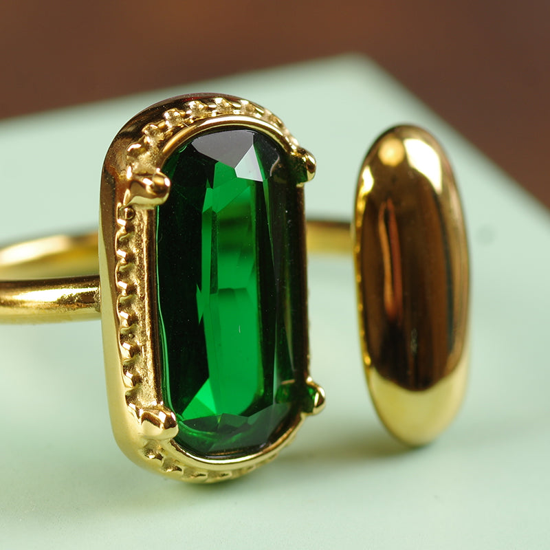 Emerald Green Crystal Ring