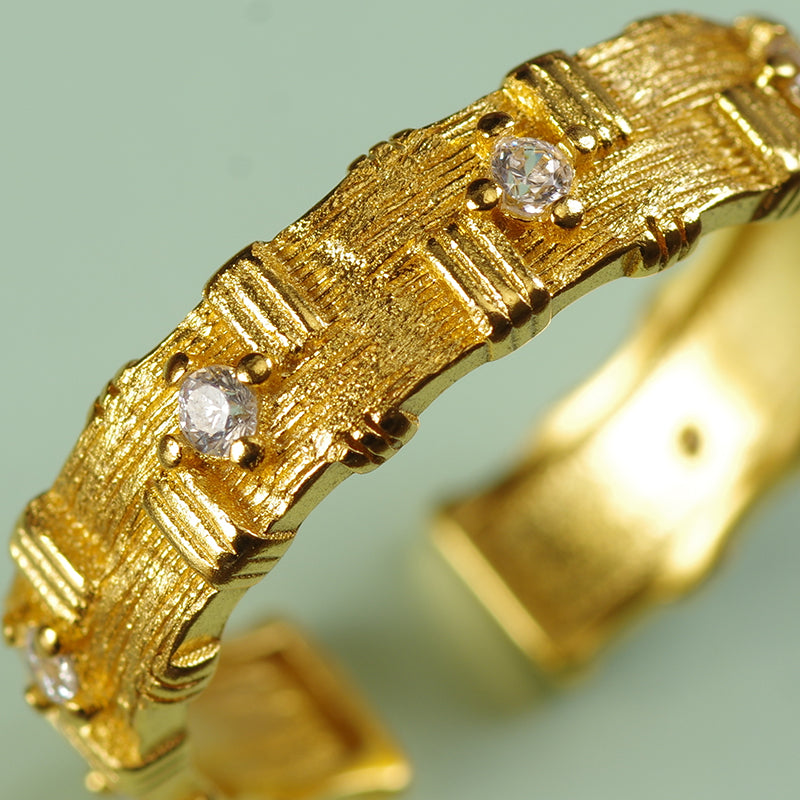 Art Deco Chunky Gold Plated Ring