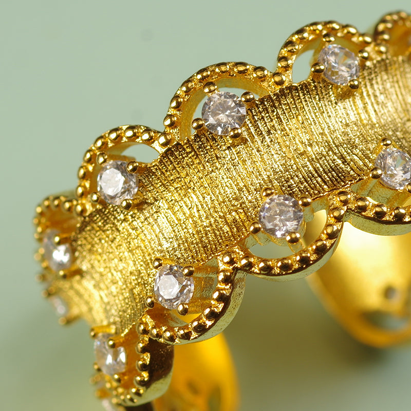 Art Deco Chunky Gold Plated Ring