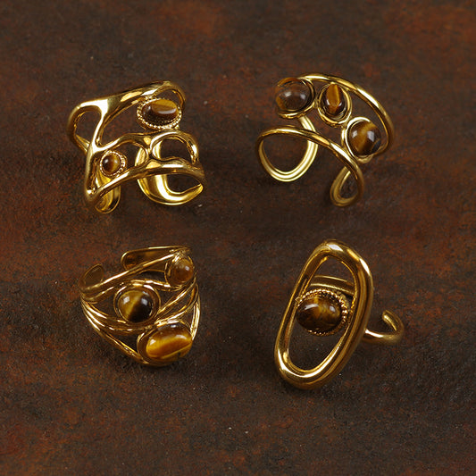 Irregular Tiger Eye Stone Ring