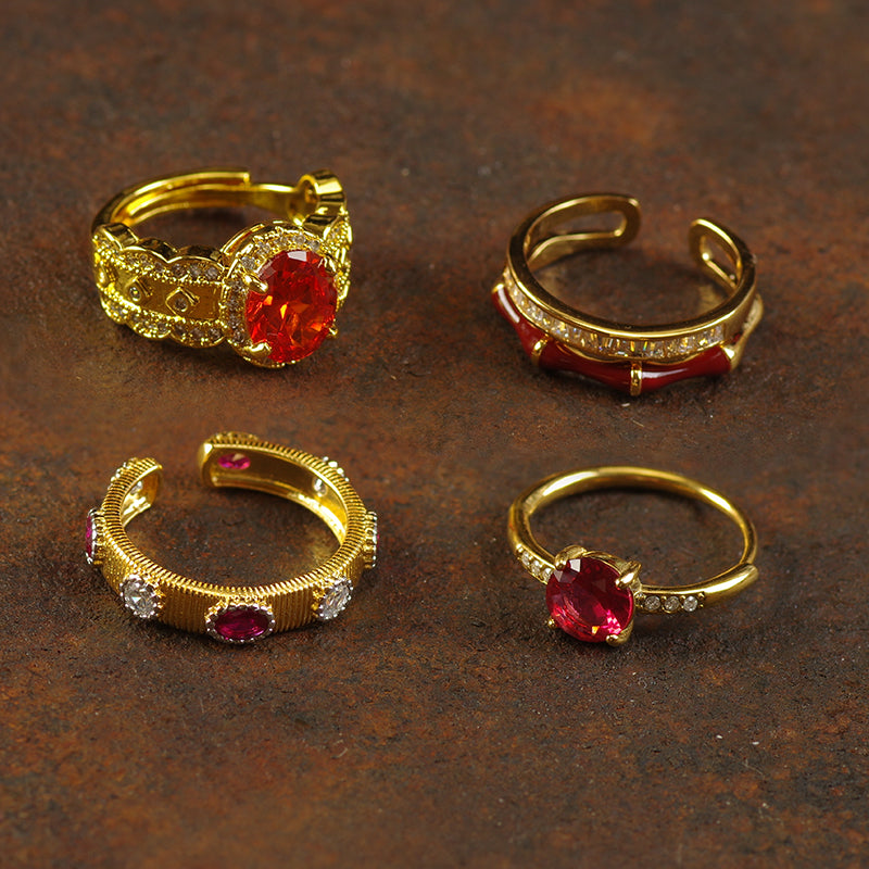 Crystal Red Solitaire Rings