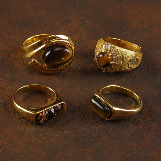 Gold Tiger Eye Stone Rings
