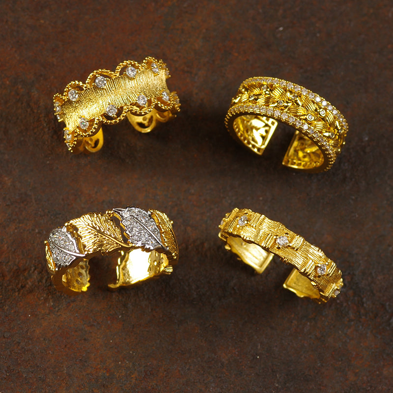 Art Deco Chunky Gold Plated Ring