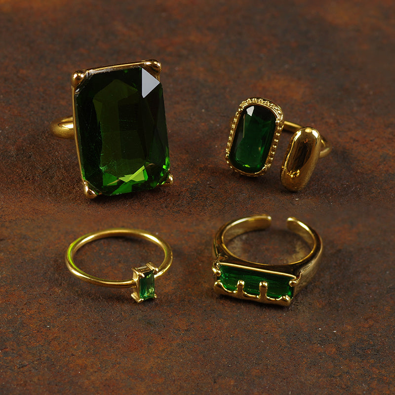 Emerald Green Crystal Ring